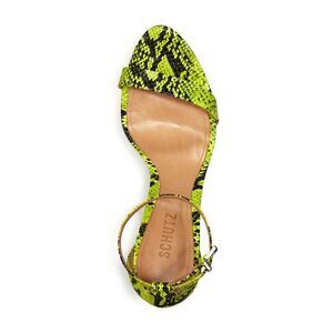 SCHUTZ Womens Green Snake Cadey Lee Open Stiletto Leather Slingback Sandal 6.5 B